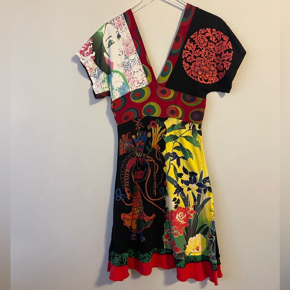 Desigual Day Dress Patchwork Art To Wear Print M